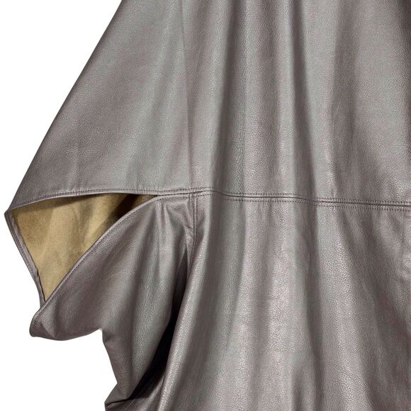 Natori Faux Leather Cocoon Cape Jacket Platinum Grey Women’s Medium Open Front - Picture 4 of 8